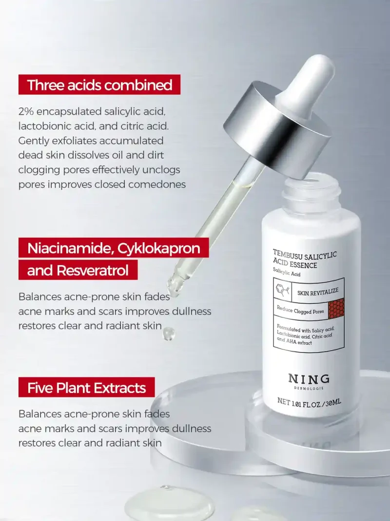 tembusu essence skin care set –8 step routine with amino cleanser, clay mask, toner, salicylic acid serum, cream & eye treatmen