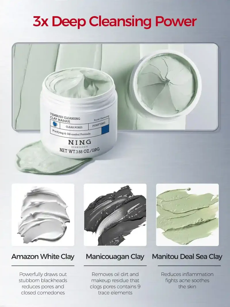 tembusu essence skin care set –8 step routine with amino cleanser, clay mask, toner, salicylic acid serum, cream & eye treatmen